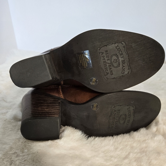 Lucky Brand Blue Jeans America Women's Brown Leather Western Boots size 8 NWOT - Picture 7 of 10